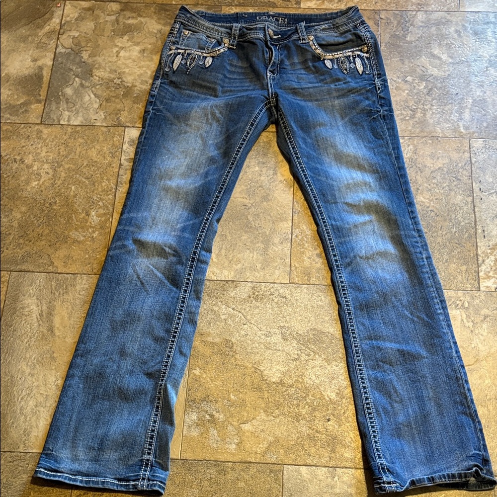 Grace Women's Boot Cut Jeans in Classic Blue